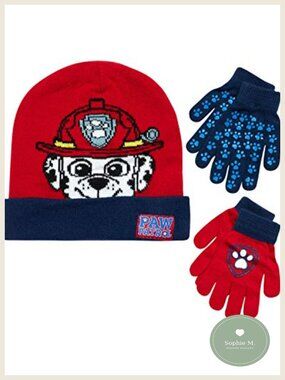 Paw Patrol Winter Hat and Gloves Set Acrylic Knit Toddler Boys